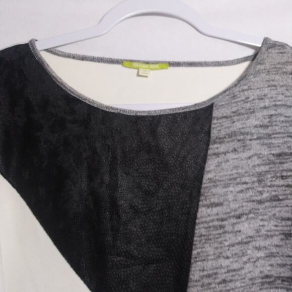 Gianni Bini Color Block Knit Faux Leather Drop Sleeve Pullover Top Office Size M - Picture 3 of 10